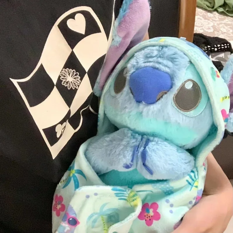 Disney Swaddle niemowlę Stitch wypchana pluszowa zabawka lalka Cartoon Anime rysunek rzuć poduszka dekoracja pokoju prezenty urodzinowe dla dzieci