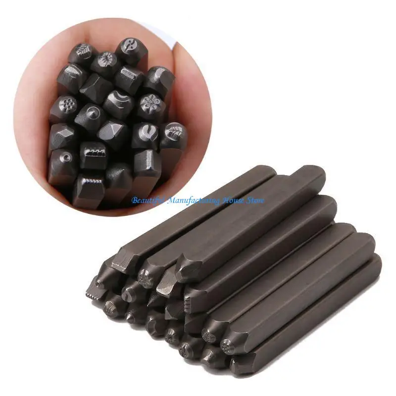 E56A 20 Pack Designs Stamps 4mm Steel Punches Flower Stamps Jewelry Making Metal Stamping Tools For Jewelry Leather