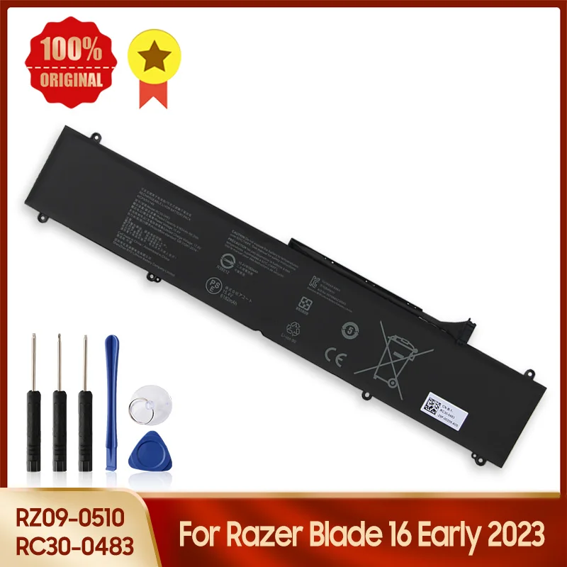 

Сменный аккумулятор RZ09-0510 RC30-0483 для Razer Blade 16 раннего выпуска 2023 года, высококачественные батареи 6182 мАч с инструментом для замены