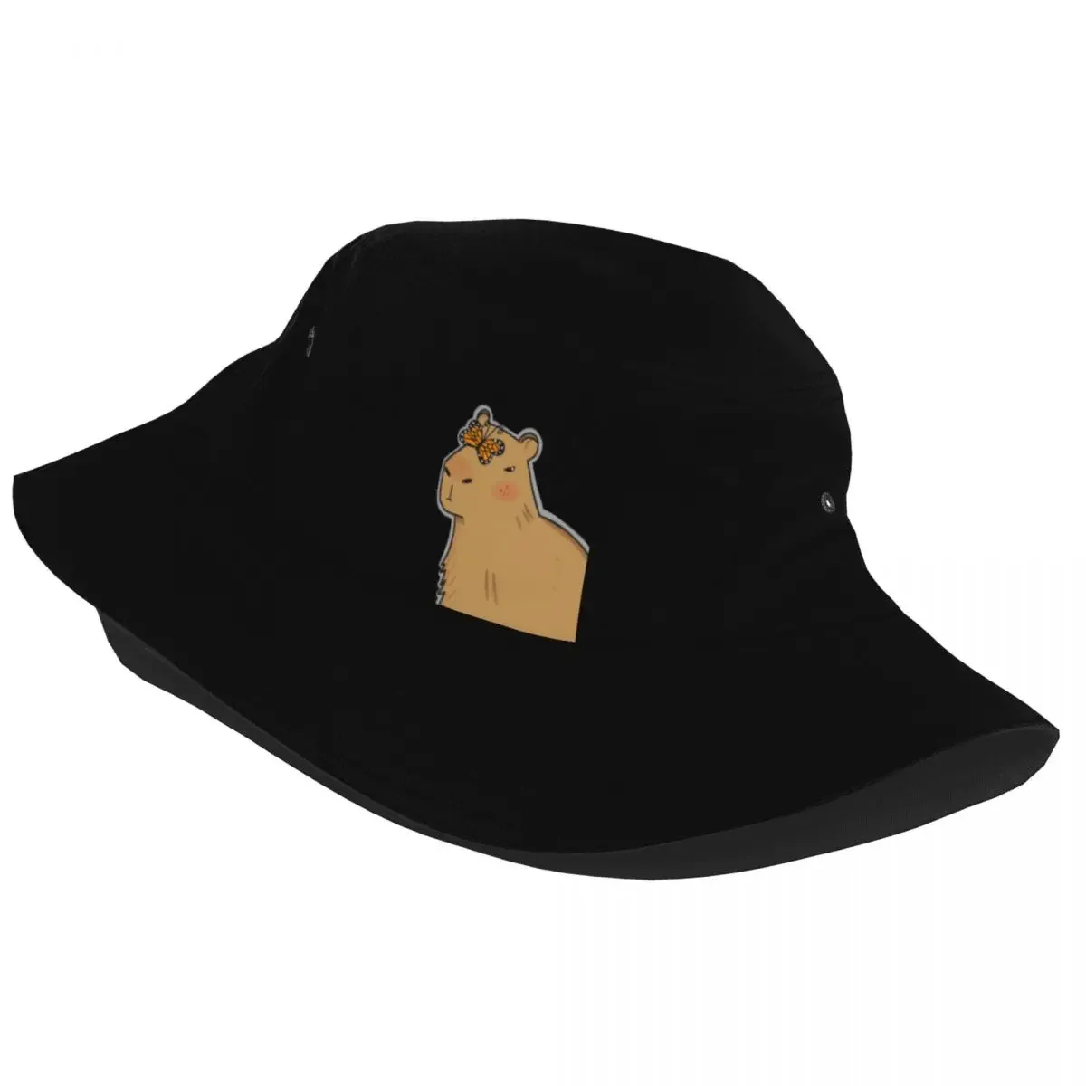 Trendy Capybara With  Bucket Hat For Women Men Foldable Kawaii Capybara Bob Hat Beach Hatwear