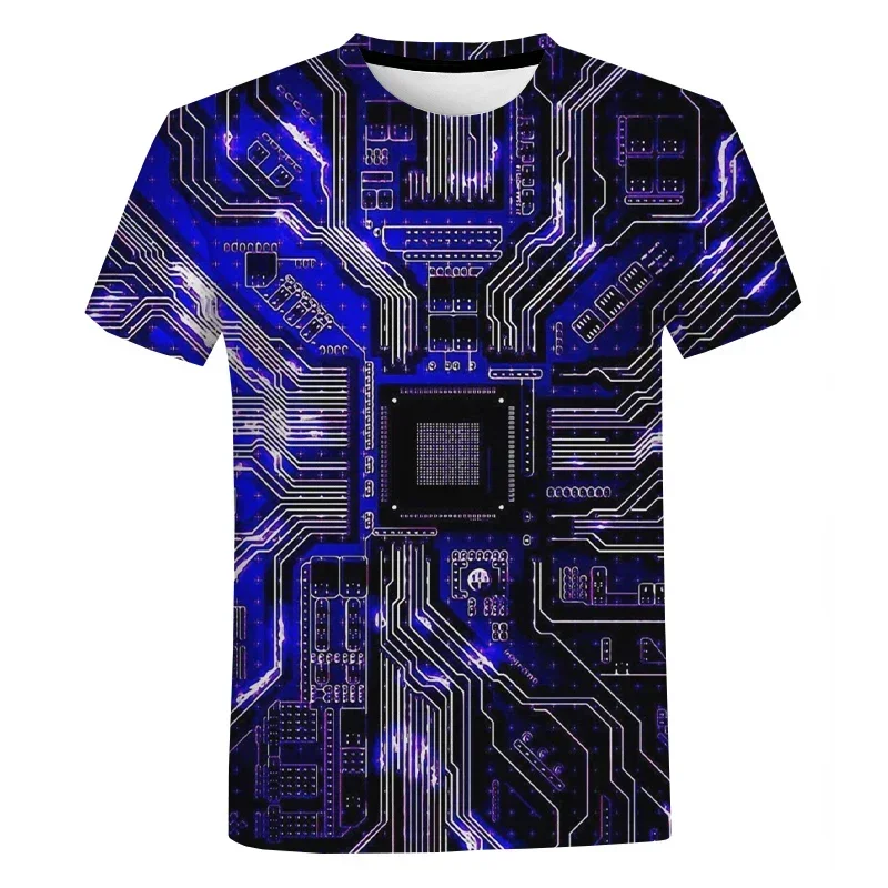 New Summer Computer Cpu Core Circuit Board 3d Printing T-shirt Men\'s Women\'s Fashion Casual Short-sleeved Cool Breathable Tops