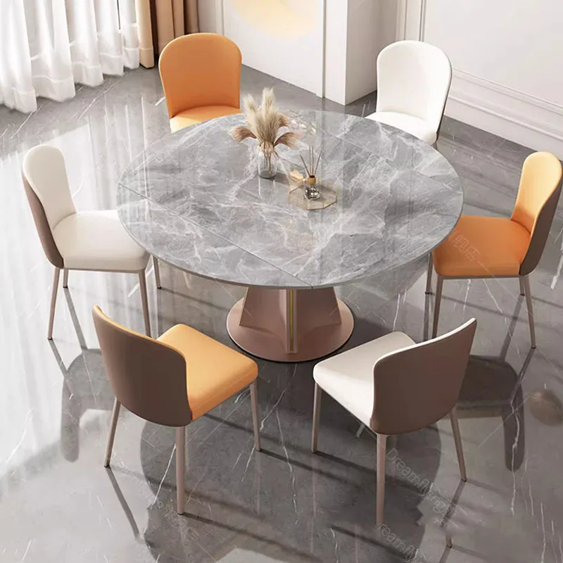 

Design Extendable Dining Table Round Chairs Italy Luxury Dining Table 8 People Marble Muebles De Cocina Decoration Accessories