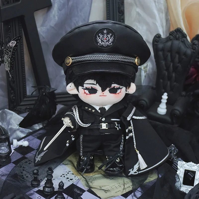 20cm Plush Doll Clothes Retro Plush Gorgeous Handsome Black Hat Coat Pants White Shirt Set Back to School Season Children's Gift