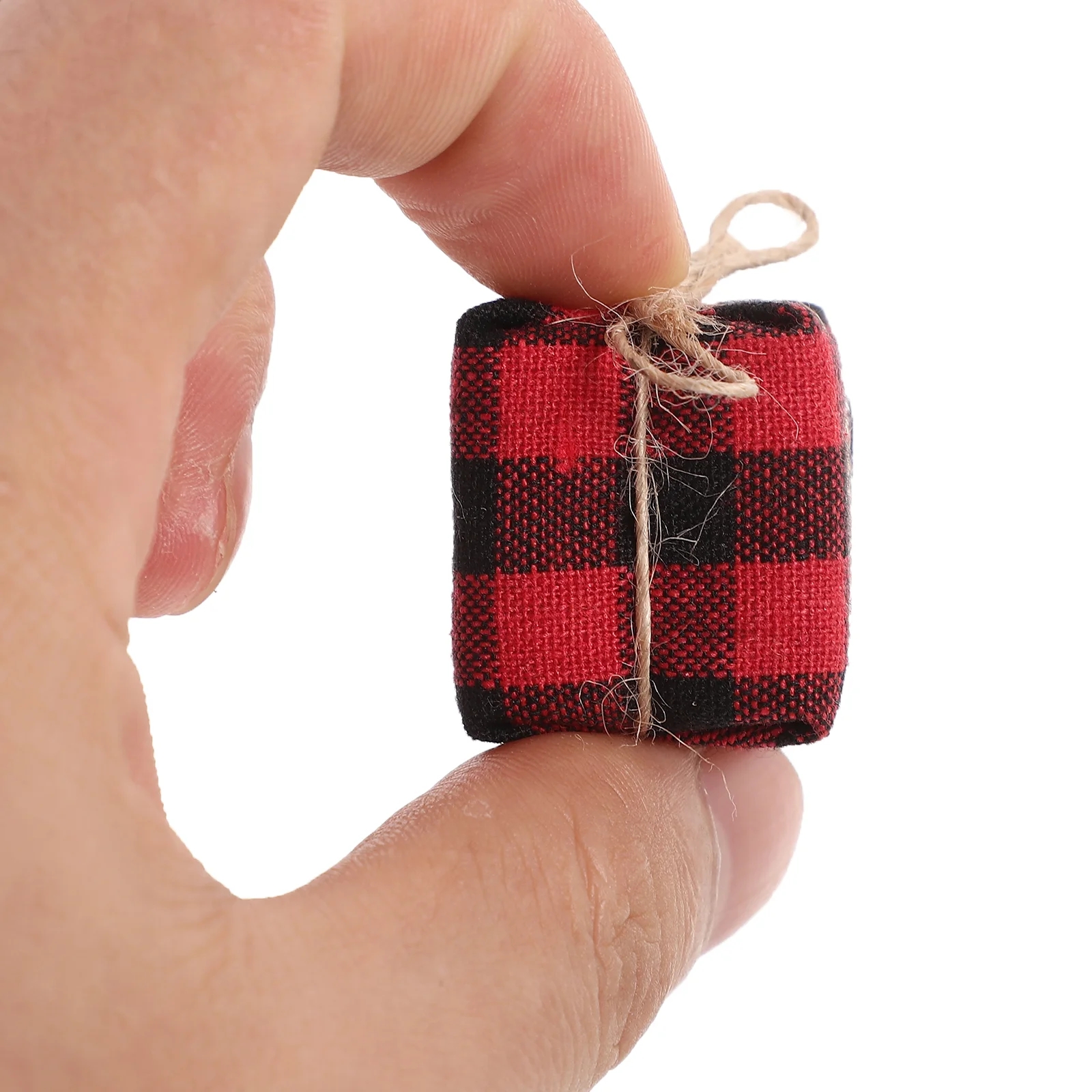 Mini Boxes Ornaments Dollhouse Christmas Scottish Cotton and Linen Gift Bag Pendant Holiday Party Decoration Accessories