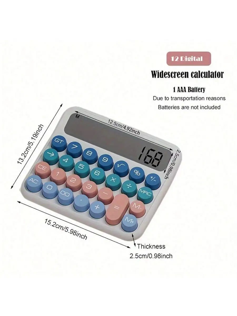 1pc, Aesthetic Calculator Desktop 12 Digit With Large LCD Display, Candy Color Calculator Big Buttons, Sensitive Buttons, Calcul