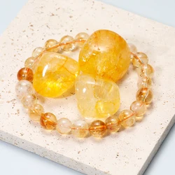 AAAAA 4/6/8mm lucky Jewelry Natural Citrines Bracelet Citrine Crystal  Stone Bead Bracelet For Women Men Wealth Fortune Bangle