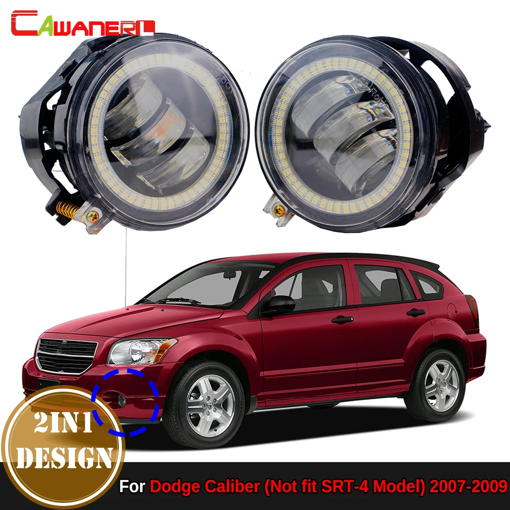 Car External LED Angel Eye Fog Light DRL Fog Daytime Running Lamp 1 Pair For Dodge Caliber 2007 2008 2009 (Not fit SRT-4 Model)