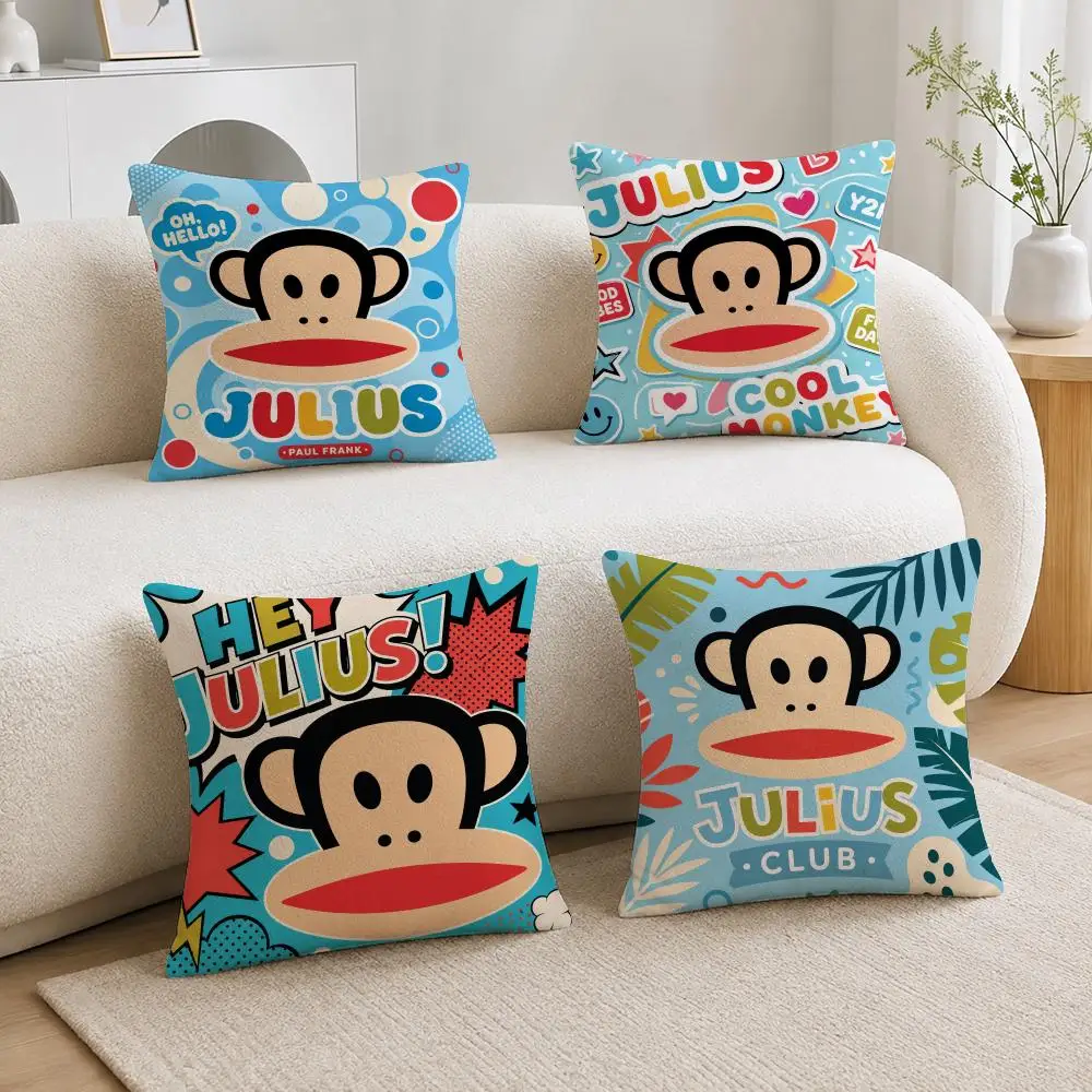 Cute Cartoon Character Julius the Monkey Cushion Cover Soft Fluffy Short Plush  Pillow Case  Sofa Bed Home Decor