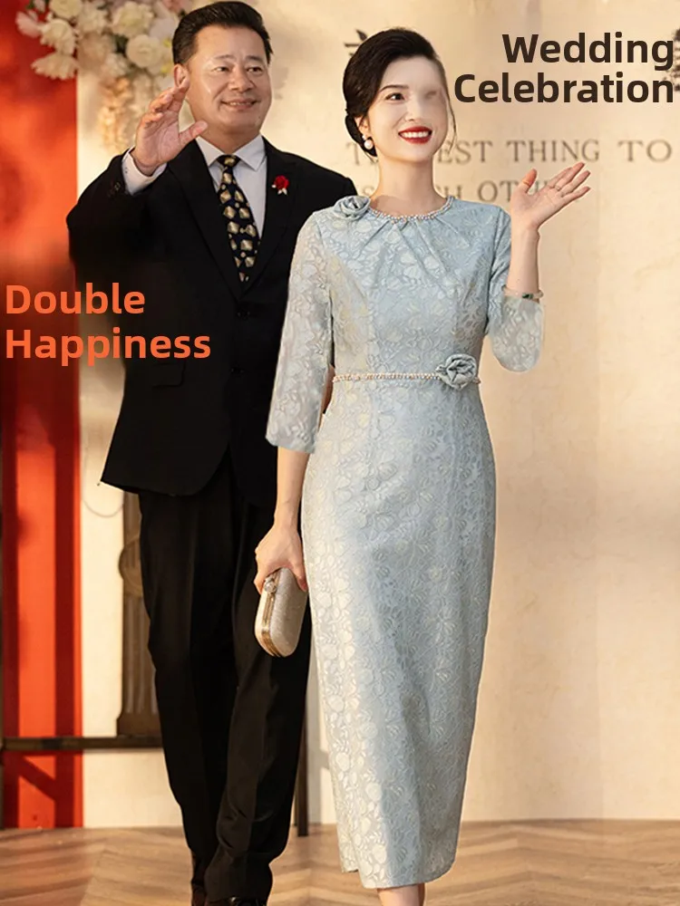 

Ele Young Bride Wedding Dr Lace High Waist Korean Sle Polyester Fiber ort Sve Mid-Length Skirt