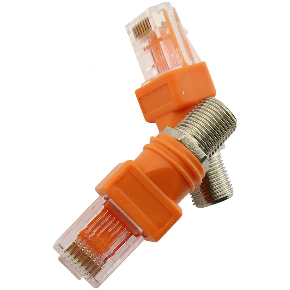 2PCS F Type to RJ45 Adapter - Premium Coaxial RF Female to Male Connector for TV Antenna & Network Cable Signal Conversion