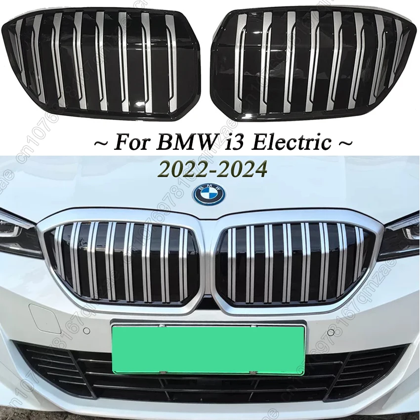 Car Front Bumper Replacement Single/Dual Slat Paste Style Grill Grille For BMW i3 Electric 2022-2024 Racing Grill Tuning Kits