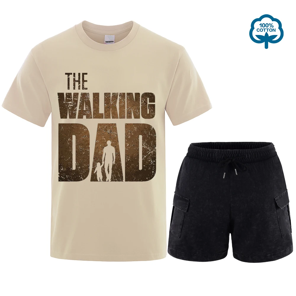 

The Walking Dad Funny Street Printed T-Shirts Set Men Fashion Summer Tshirt Loose Oversized Cotton Short Sleeves Casual Tees