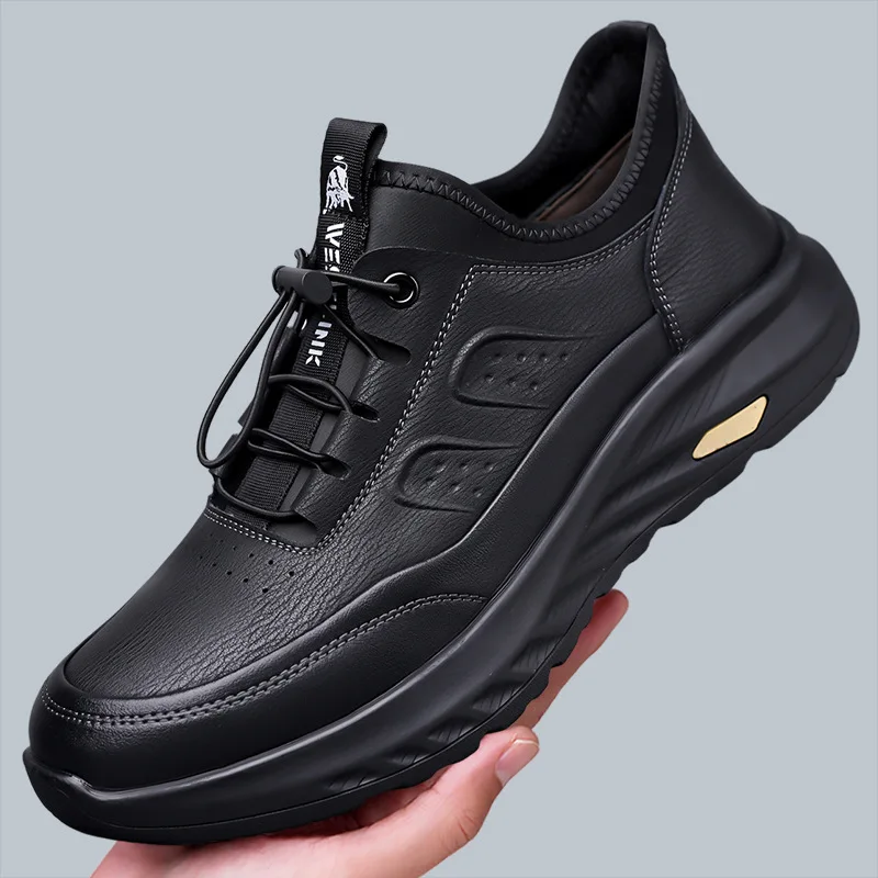 

Men's Trendy Shoes New Thick-soled Men's Casual Sports Leather Shoes Men's Business Casual Breathable Shoes Outdoor Travel Shoes