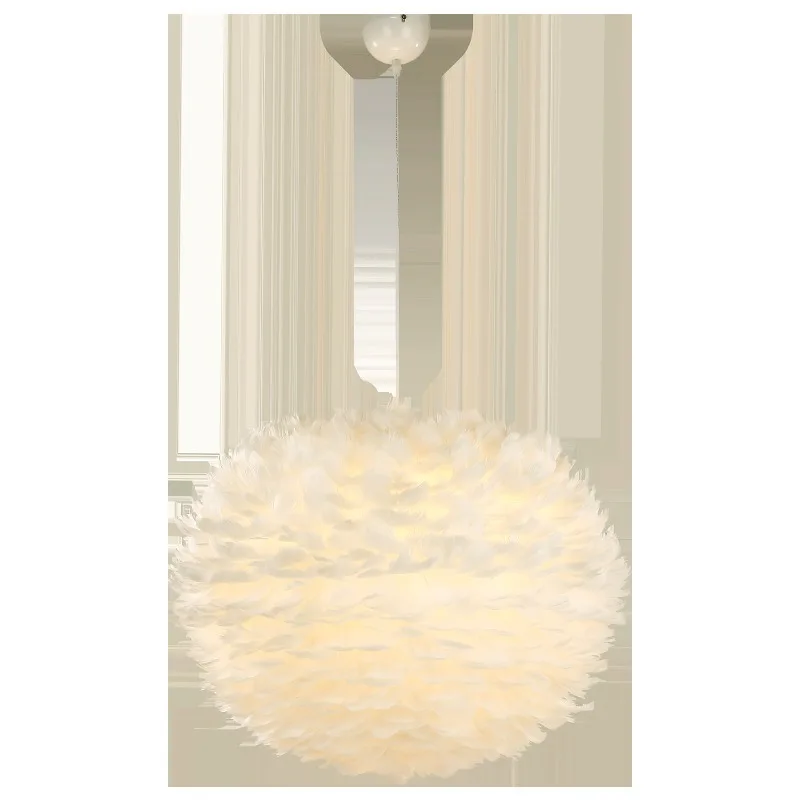 Premium Feather Chandelier Romantic Cream Wind Bedroom Light Modern Simple Creative Bar Table Light