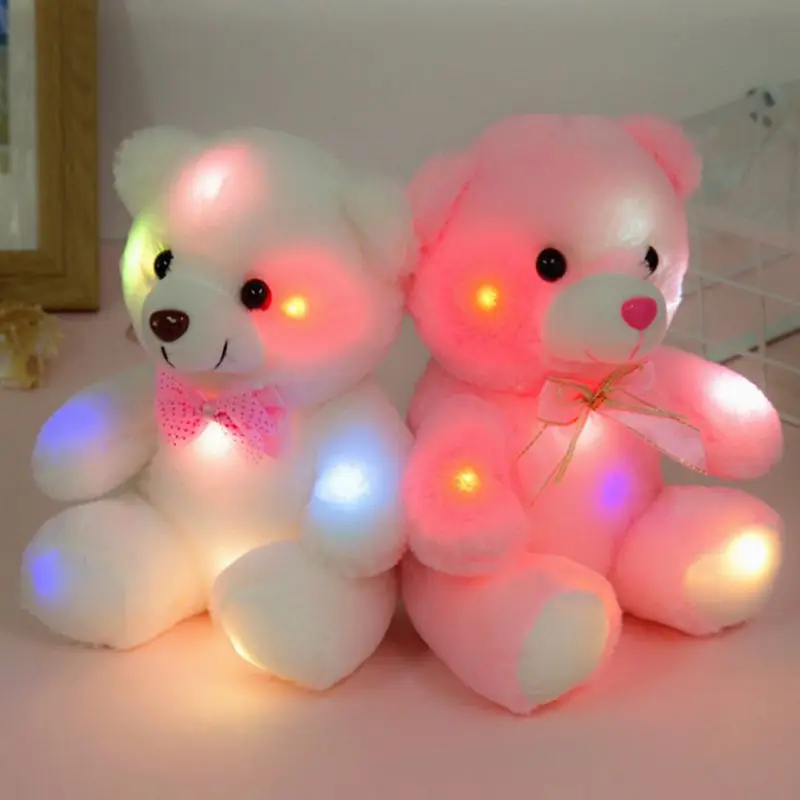 New Children'S Colorful Luminous Bear Plush Toy Baby Holiday Gift 0-13Y Children Accompanied Toys Photography Posing Accessories