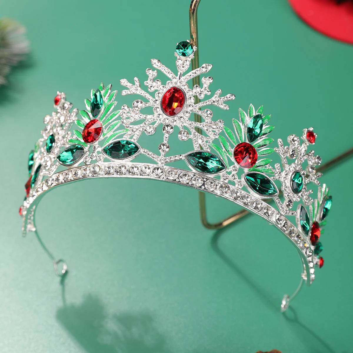 قطعة واحدة من أزياء عيد الميلاد وبسيطة على شكل تاج غزال عيد الميلاد وحفلات التاج وإكسسوارات الشعر وغطاء رأس على شكل تاج مرصع بالألماس #6