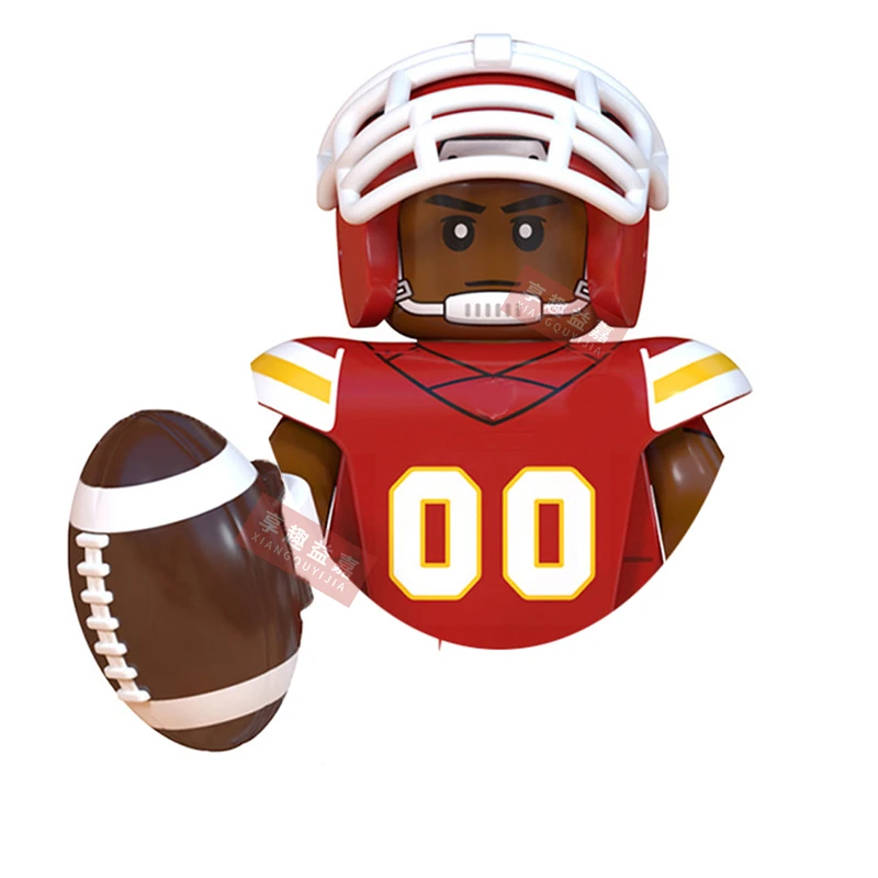 Modell-Bausteine für American Football Stars, Sport-Rugby-Spieler, Helm, Trophäe, Mini-Actionfiguren, Spielzeug für Geburtstagsgeschenke, Kinder