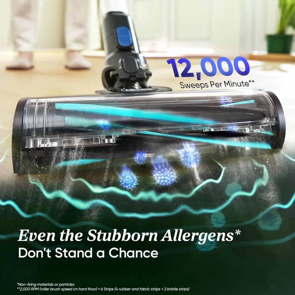 Cordless Vacuum Cleaner with HEPA Filter, Stick Vac with Tangle-Resistant Design, Up to 60 Mins, Powerful Suction, Lightweight,