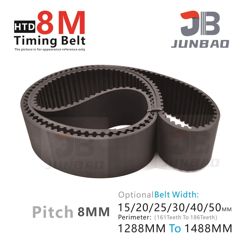 

HTD8M Rubber Sync Belt Pitch 8MM 8M Timing Belt Width 10 15 25 30 40 50MM Perimeter 1288 To 1480MM Driving Belt 3D printer parts