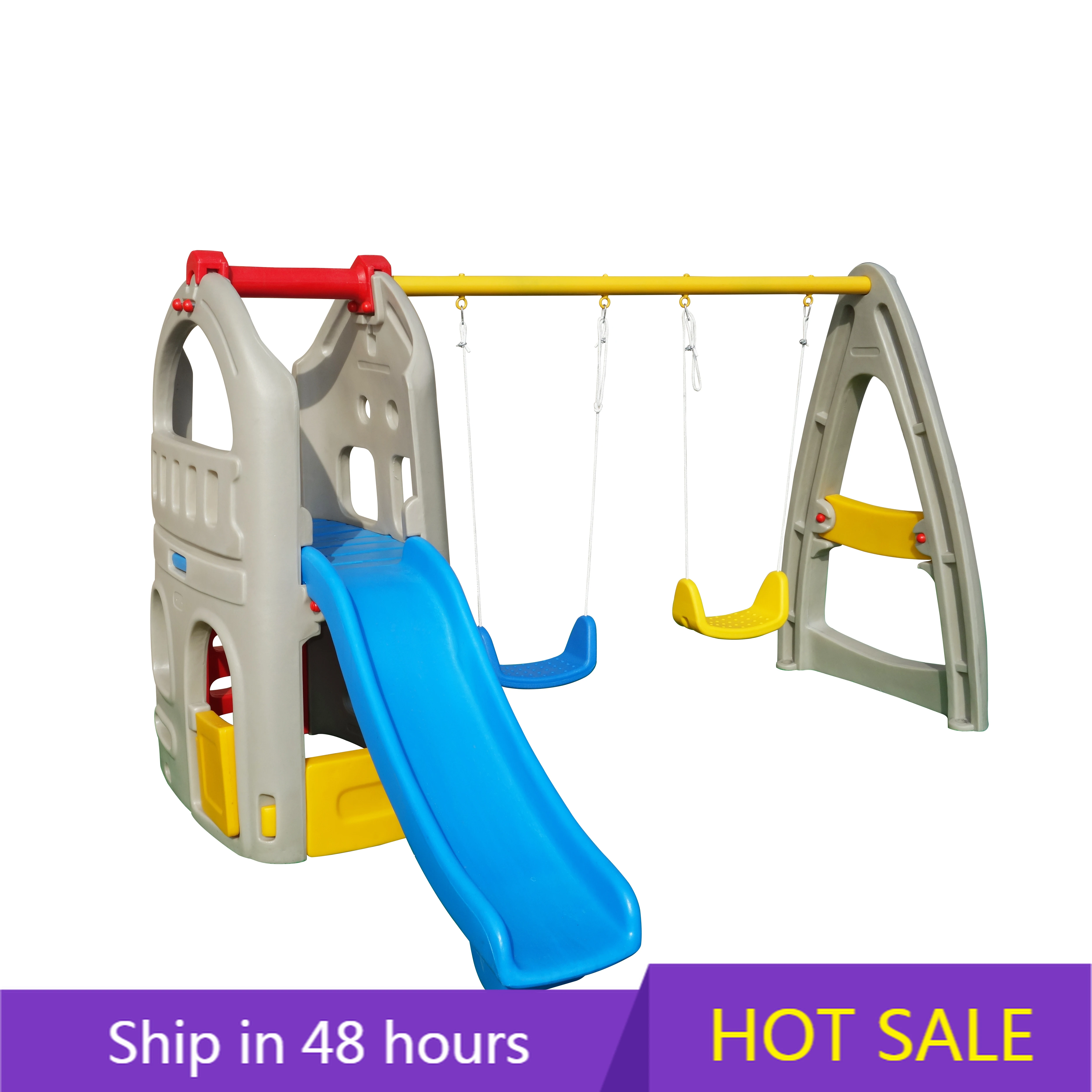 

POWER LEAPChildren Indoor Outdoor Colorful Plastic Duo Mimi Swing Slide Combination