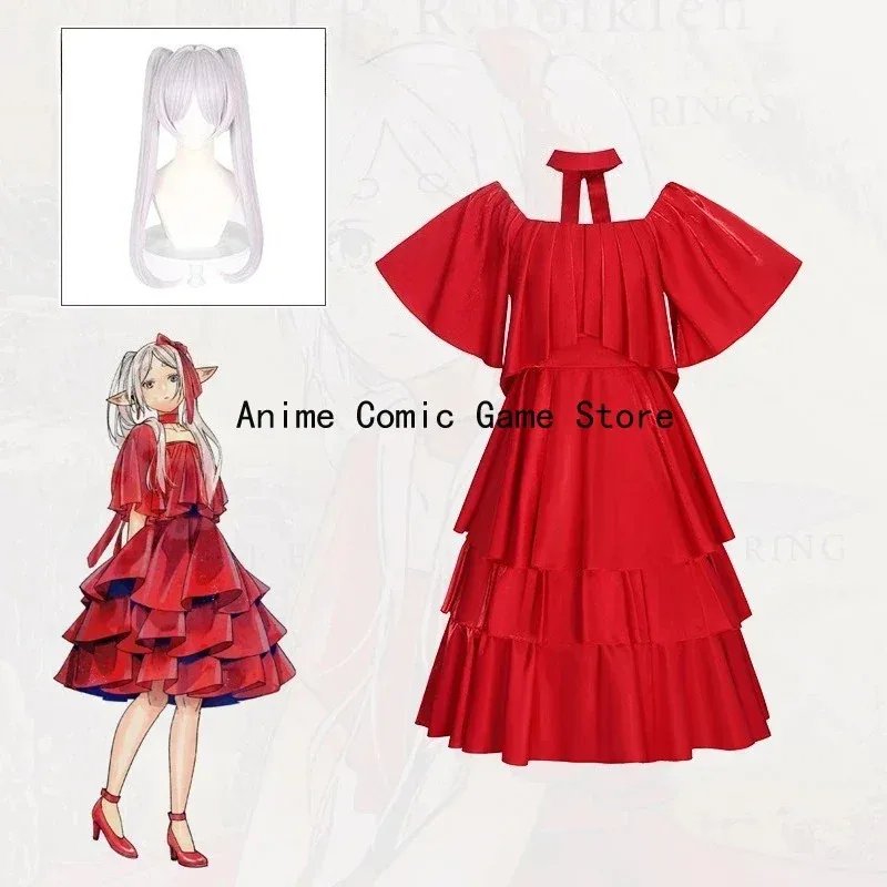 

Frieren Cosplay Red Dress Anime Sousou No Frieren Cosplay Costume Halloween Party Charistmas for Women Girl