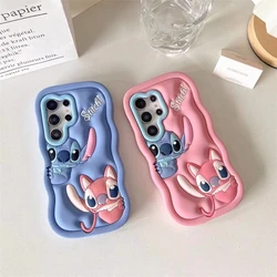 For Samsung Galaxy A20 A30s A50 A31 A51 A02s A03s A04e A53 A54 A14 A15 M04 Cute Stitch Wave Case 3D Cartoon Soft Silicone Cover