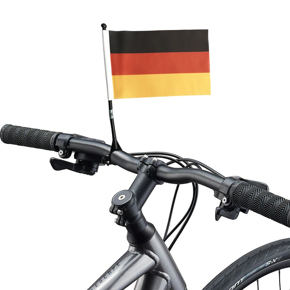 Mountain Bike Handlebar Flag with Flag Pole & Mount Clamp Bicycle Square Handlebar Flag Polyester Stylish Bicycle Banner 14x21cm