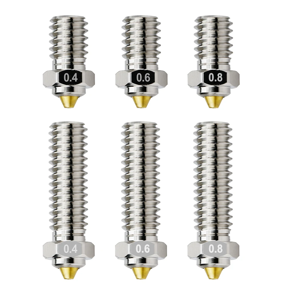 Dysze V6 Volcano 0.4/0.6/0.8mm Złote DLC Hartowane Stalowo-Miedziane Dysze Bimetaliczne Do Hotendu V6/Volcano Część Zamienna Do Drukarki 3D — zdjęcie produktu 7