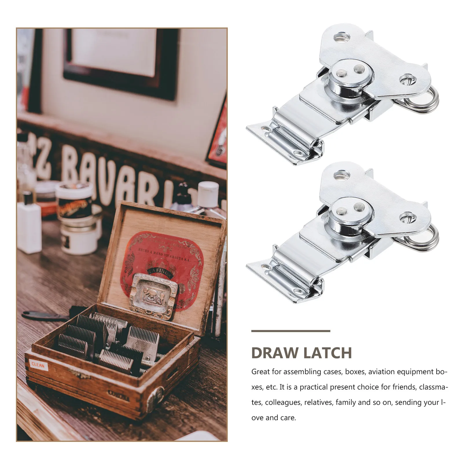 3Pcs Stainless Steel Butterflies Buckle Lock Sturdy Spring Loaded Latches for Gift Box Wooden Box Suitcase Secure Closure