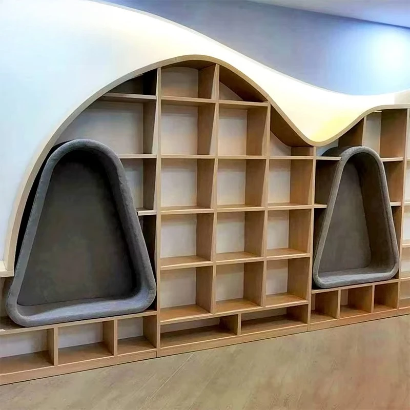School Library Cabinet Bookstore Display Design Library Bookshelf Bookcase Wooden Children's Library Furniture