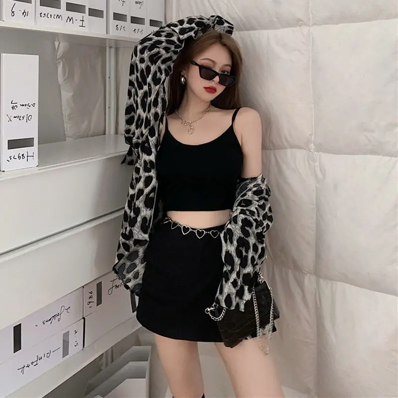 Explosive Street Fashionable Leopard Pattern Long Sleeved Chiffon Shirt for Women Spring Autumn New Retro Mid Length Casual Top