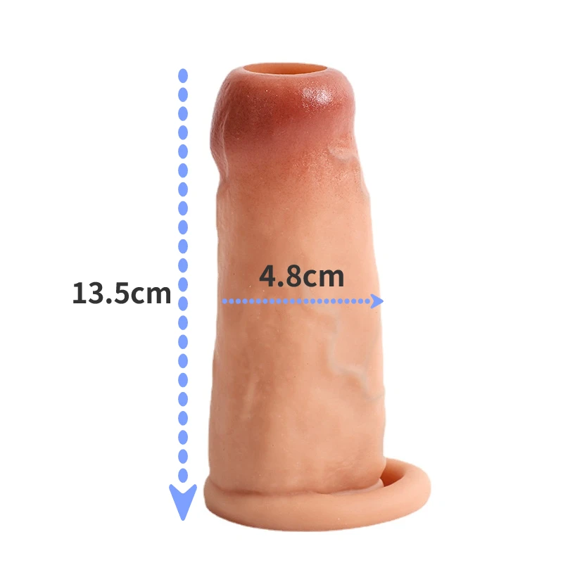 Open Head Penis Sleeve Extender Enlarger Cock Sleeve Reduce Sensitivity Penis Enlargement Ball Stretcher Sex Toys for Men Couple