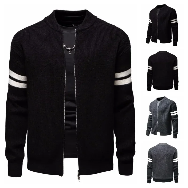 New Autumn and Winter Men's Knitted Cardigan Fashionable Warm Sweater Jacket