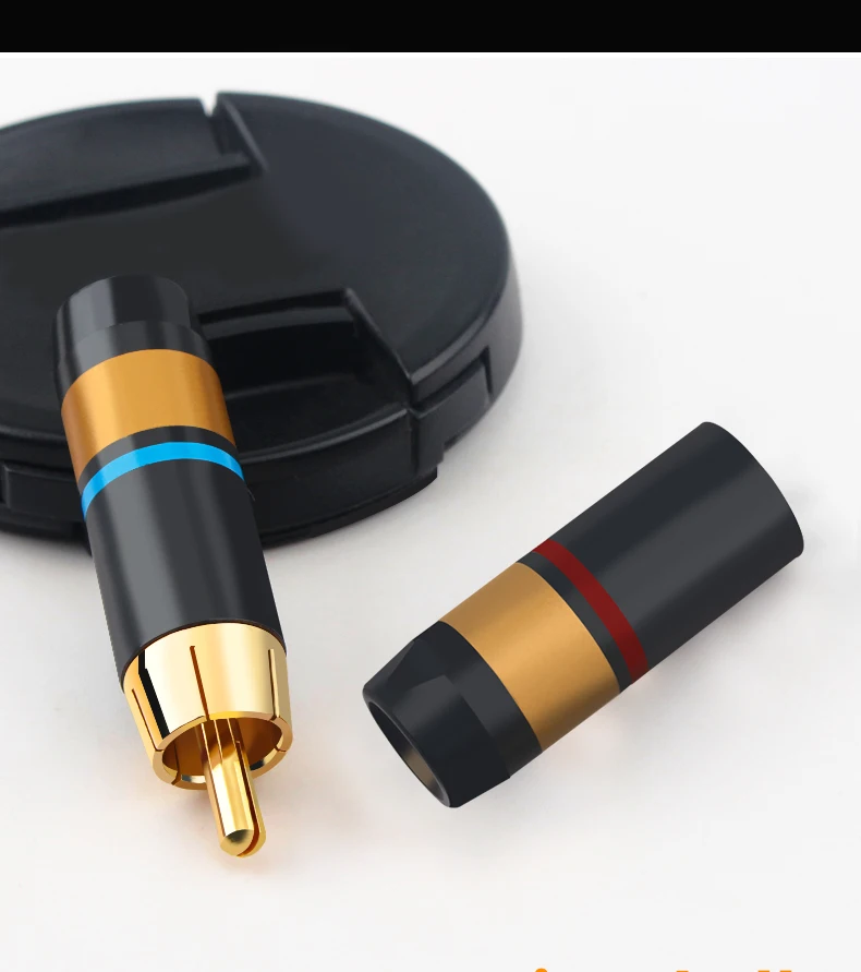 new XS-R08 4pcs/8pcs pure copper gold-plated RCA lotus plug coaxial cable signal cable to power amplifier accessories