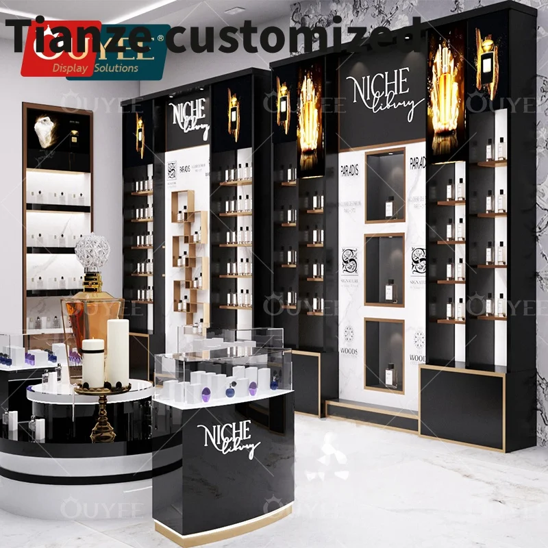 Customized-Modern cosmetic product display stand perfume bottle display retail perfume shop decoration design