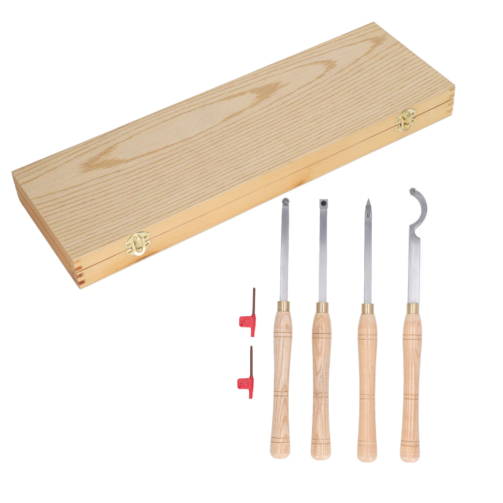 

4PCS Lathe Turning Tool Set Removable Wooden Handle Incisive Hard Alloy Steel Lathe Tool for Woodworking Removable Turning Tool