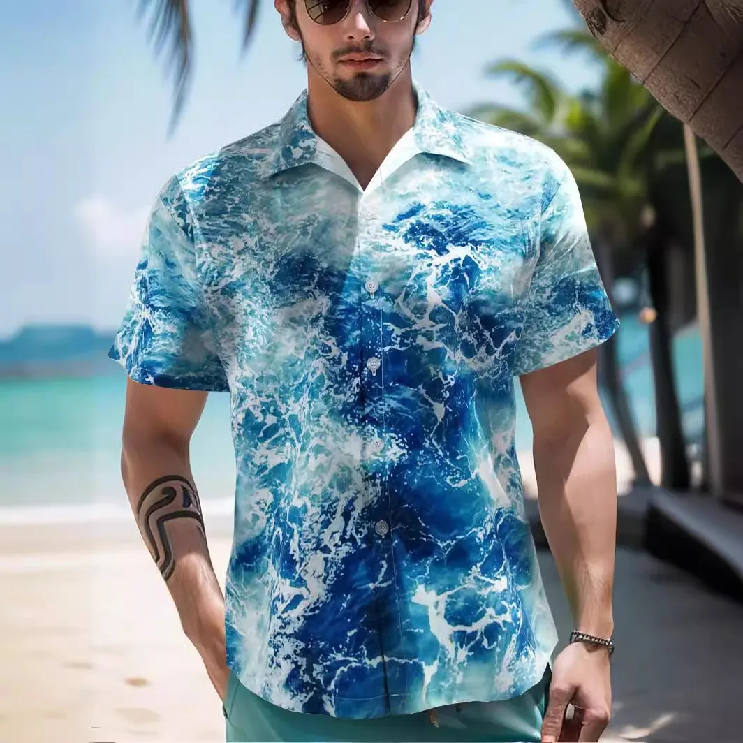 

Top Quality Hawaiian Short Sleeve Men Floral Shirt Great Designer Painted Fashion Casual Print Shirt Beach Vacation Short Sleeve