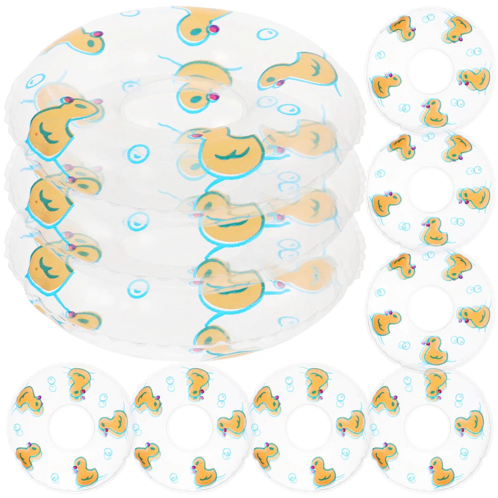 

10 Pcs Duckling Swimming Ring Pool Accessories Summer Ornaments Bright Color Rings House Props