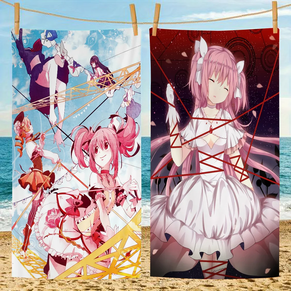 Puella Magi Madoka Magica Microfiber Blanket Quick Drying Beach Towels Oversized Printing Super Absorbent Pool Towel Blanket