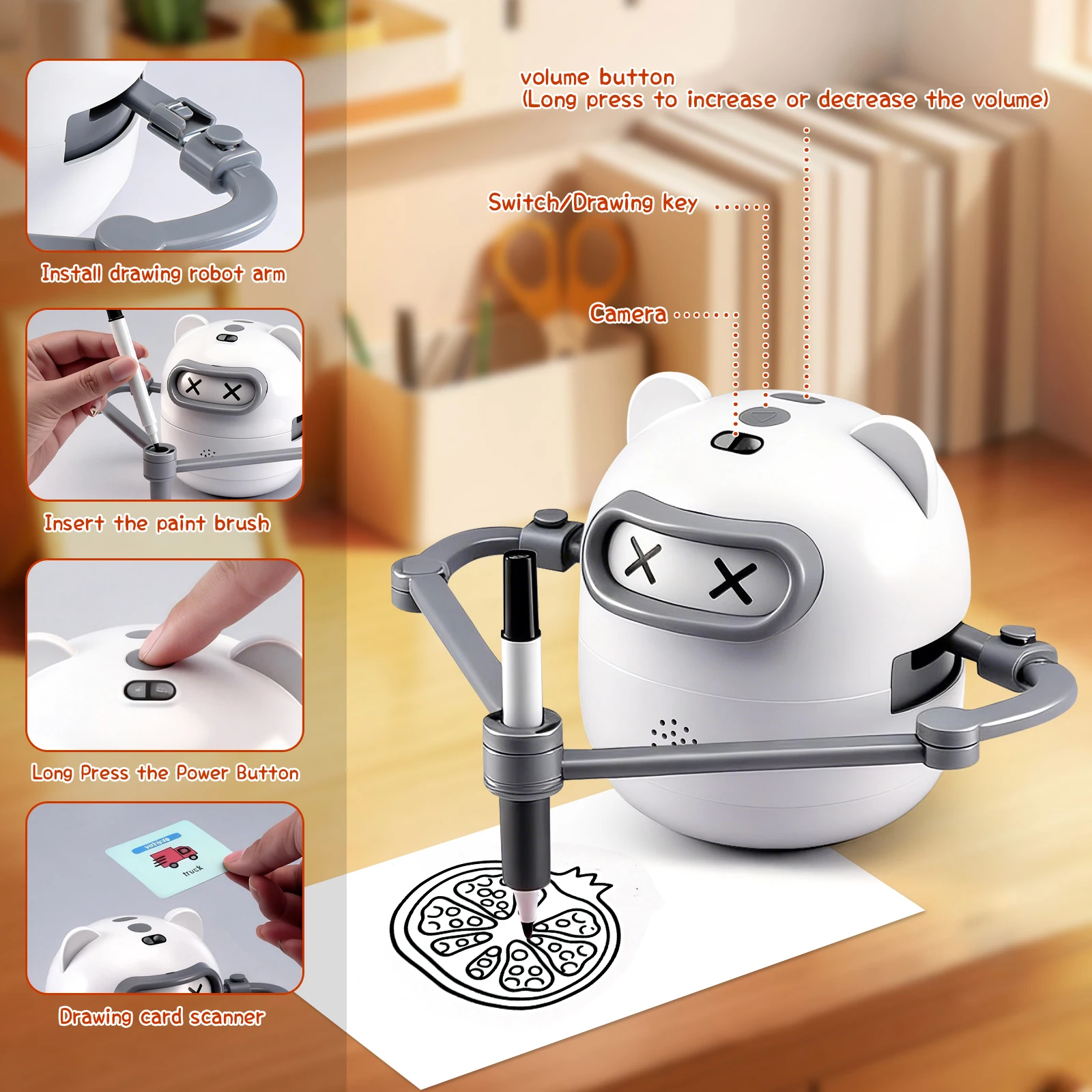 Automatische schilderrobot Educatieve interactieve slimme tekenrobot met 100 kaarten Intelligent leermiddel Magische schilderrobot