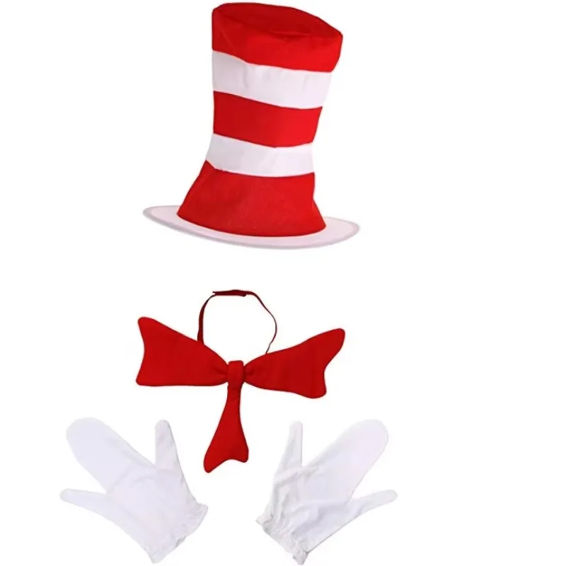 

Dr Seuss Top Hat Bow White Gloves Cat in The Hat Accessory Anime Clothes Disfraz Disfraces Mujer Halloween Costume Accessories