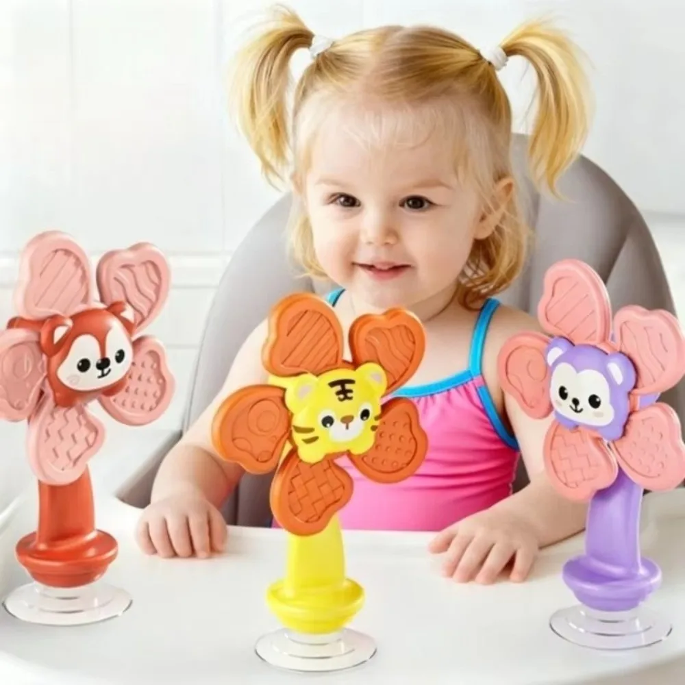 Giocattoli Educativi a Forma di Animali con Ventose, Spinner Calmanti per Neonati, Giocattoli Sensoriali in ABS per il Bagnetto, Sonagli Cartoon, Giocattolo a Mulino a Vento per Bambini