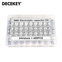 400pcs SMD Aluminum Electrolytic Capacitor Assortment Kit 24Values 1UF-1000UF 6.3V-50V Capacitance Sample Set with box