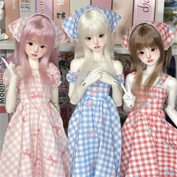 BJD Toy Doll Clothes In Stock 3 Color Plaid Dress Set Pink Blue Red Elegant [Summer Wind]dfh 1/4 BJD Doll Accessories(no doll)