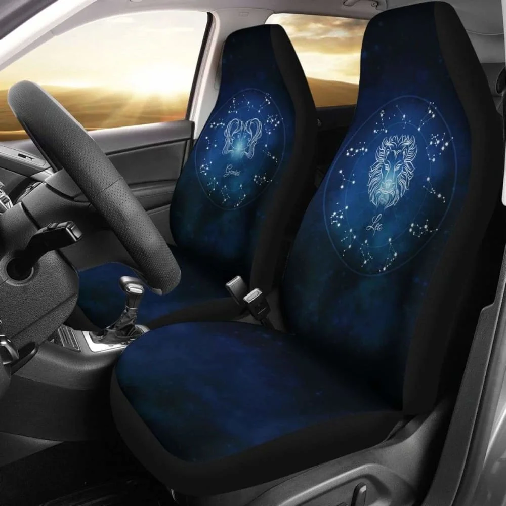 Gemini Zodiac Sign Car Seat Covers Amazing Gift Pack of 2 Universal Front Seat Protective Cover