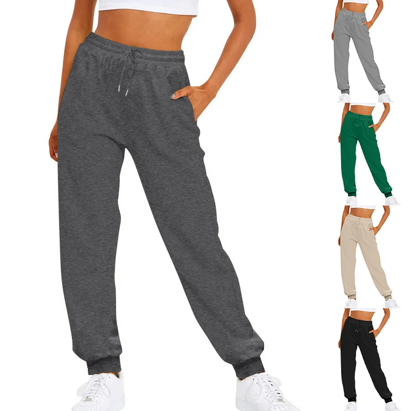 2025 Nuevos pantalones deportivos informales para mujer, pantalones de chándal largos con cordón, pantalones vinculantes para piernas
