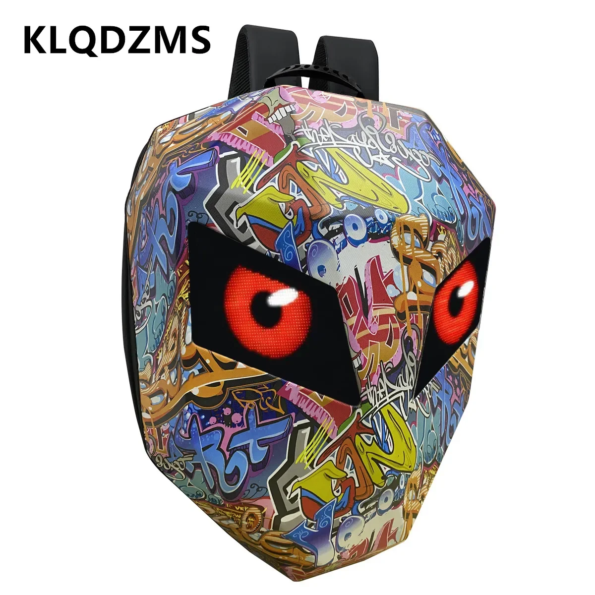 KLQDZMS New Men's Backpack LED Cool Motorcycle Shoulder Bag Riding Sport Cool Schoolbag ABS Hard Case Waterproof Laptop H