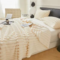 1pc Throw Blanket for Bed - 250GSM Soft & Warm Fluffy Blanket, Decorative Striped Blankets for Winter  Nap / Sleep 5