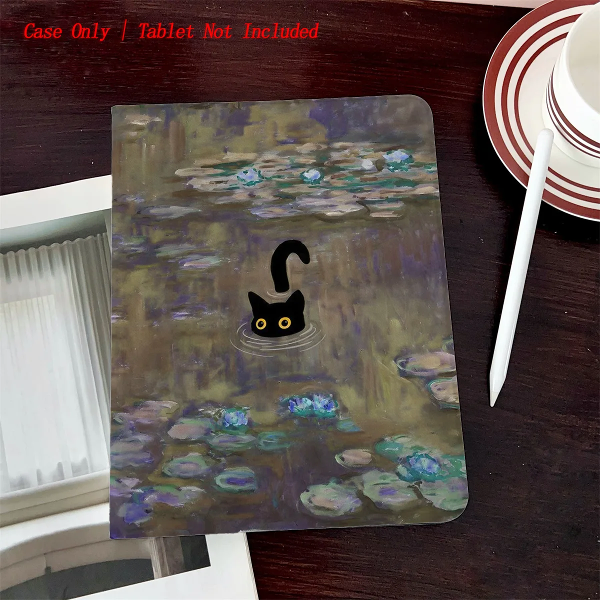 

Pen Slot Book Case for iPad - Playful Cat Print & Shockproof for Pro/Air 5 4/iPad 10/Mini 5, Wearproof Protective