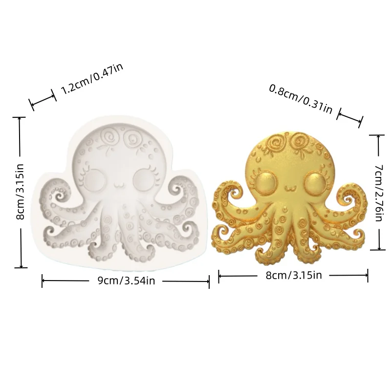 Dreamy Swirl Octopus Shape Silicone Mold Chocolate Fondant Press Mold Cartoon Dessert Decoration Making Tool
